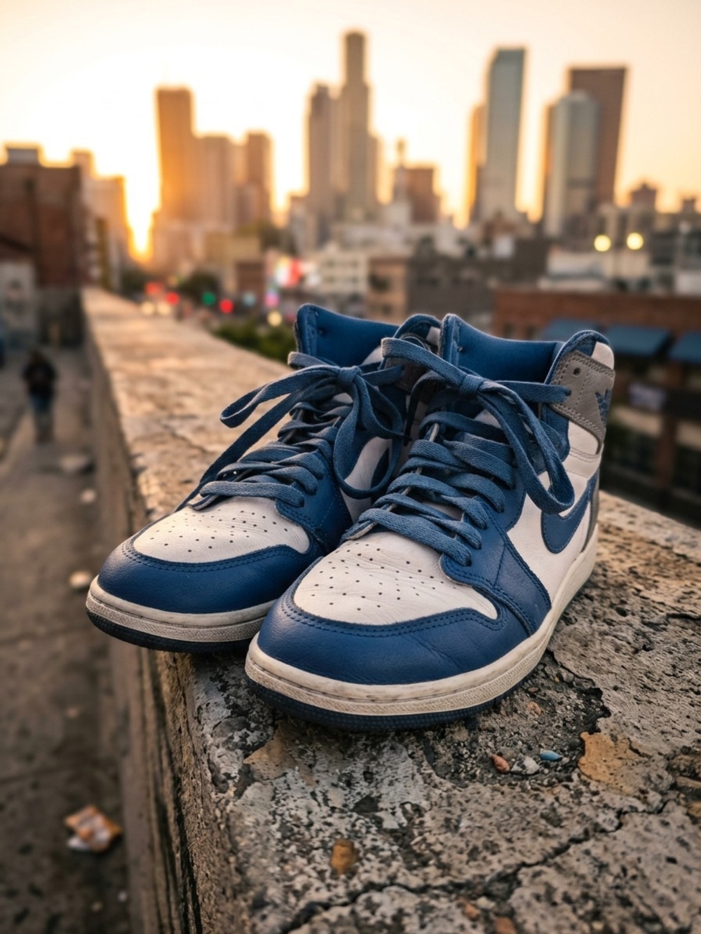 Air Jordan 1 High-Top Sneakers - Navy Blue & White
